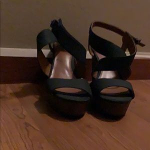 blue wedged heels